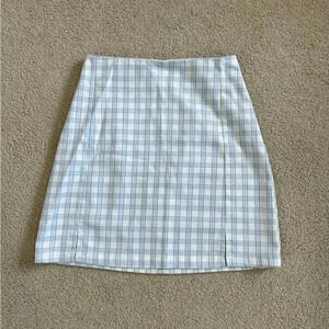 Brandy Melville high rise blue and white plaid mini skirt